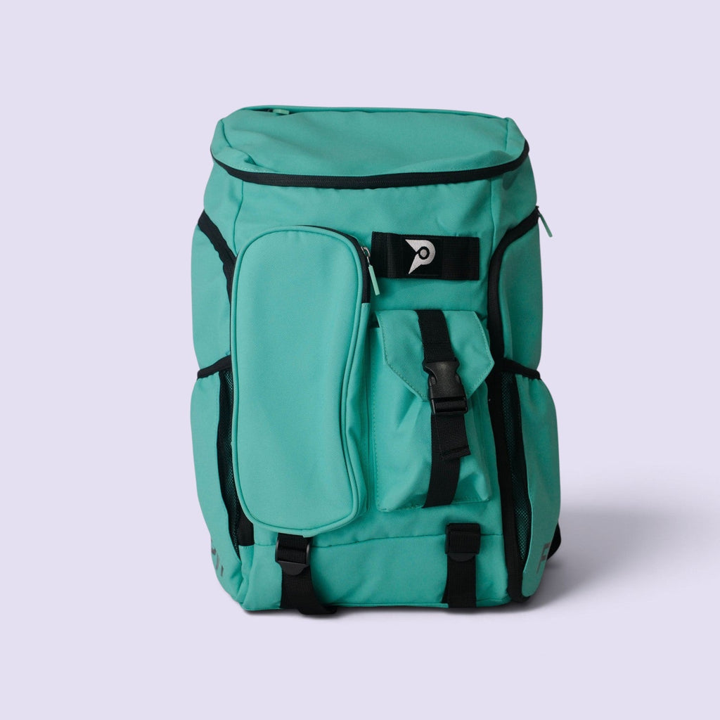 PVT Pickleball ARC waterproof nylon pickleball backpack in teal with multiple storage compartments and black accents