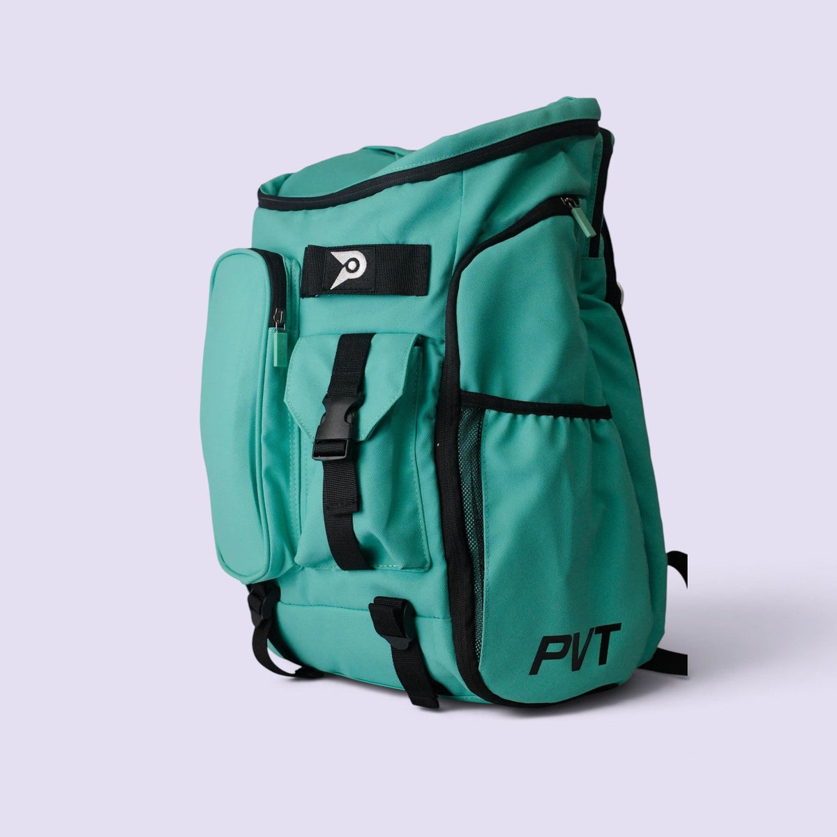 PVT Pickleball ARC bag in teal waterproof nylon with multiple storage pockets, side shoe compartment, and black trim.