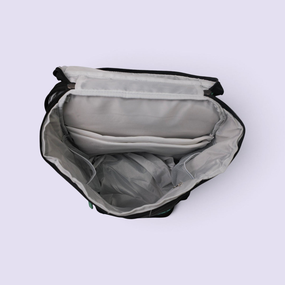 PVT Pickleball Bolt bag interior showing spacious main compartment with organizational pockets and light lining